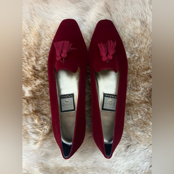 Vintage Nina Arabesque Bordeaux Velvet Women’s 7 Medium Tassel Christmas - Picture 4 of 6